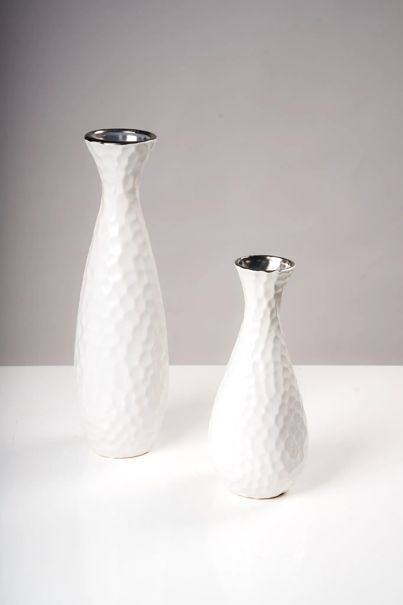 12" Vase White/Silver - Sylvana Collection