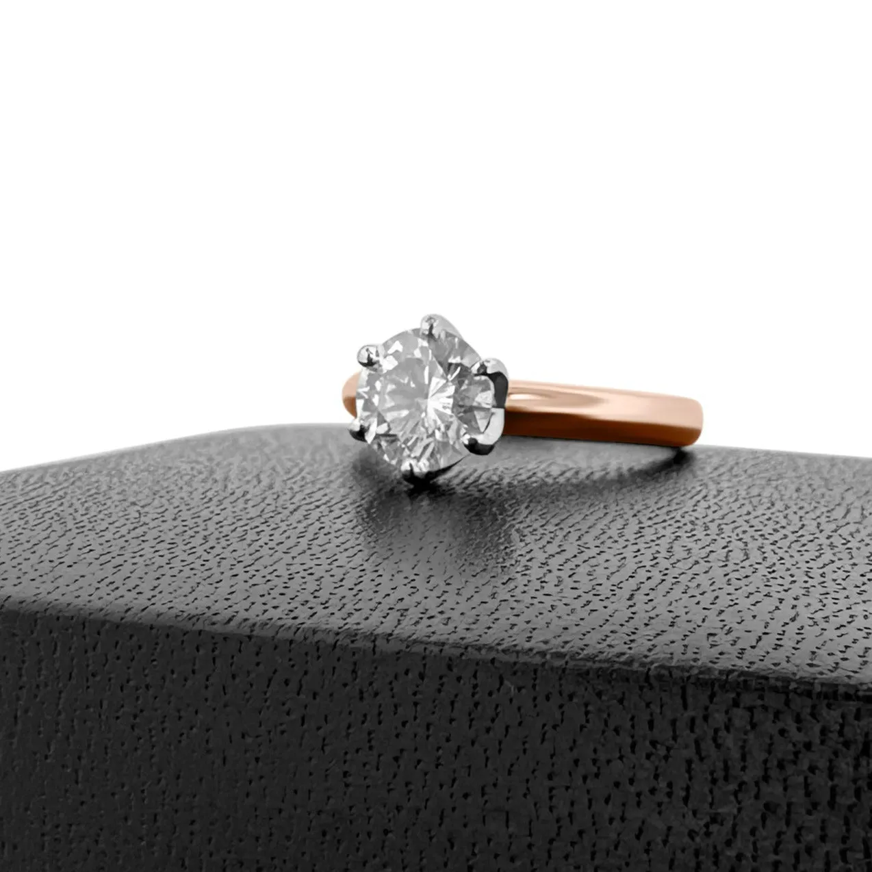 14K Rose Gold 1.08cts Round Brilliant Diamond Solitaire Engagement Ring