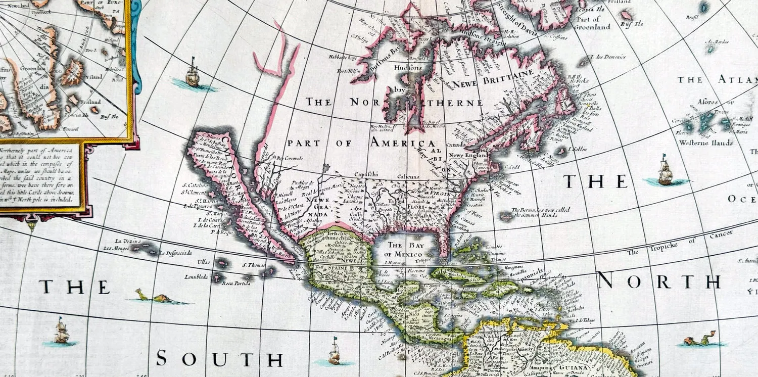 1626 (1676) John Speed Antique Map of America - Beautiful Condition