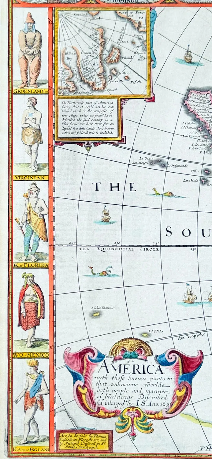1626 (1676) John Speed Antique Map of America - Beautiful Condition