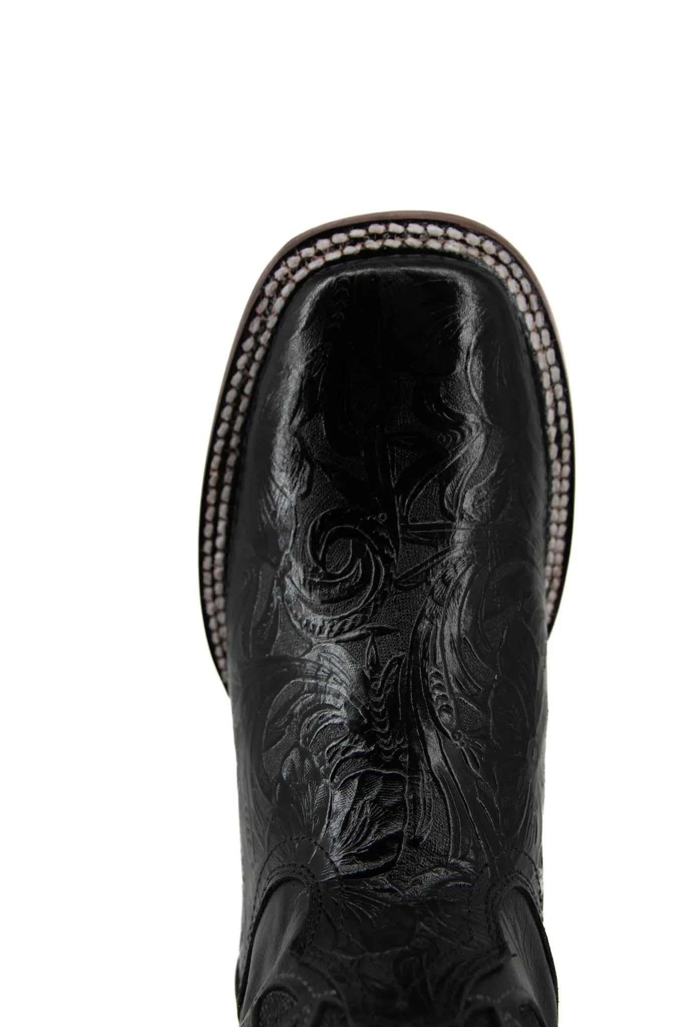 465 Flor De Luz Cincelado Negro Red Bottom Square Toe Cowgirl Boot