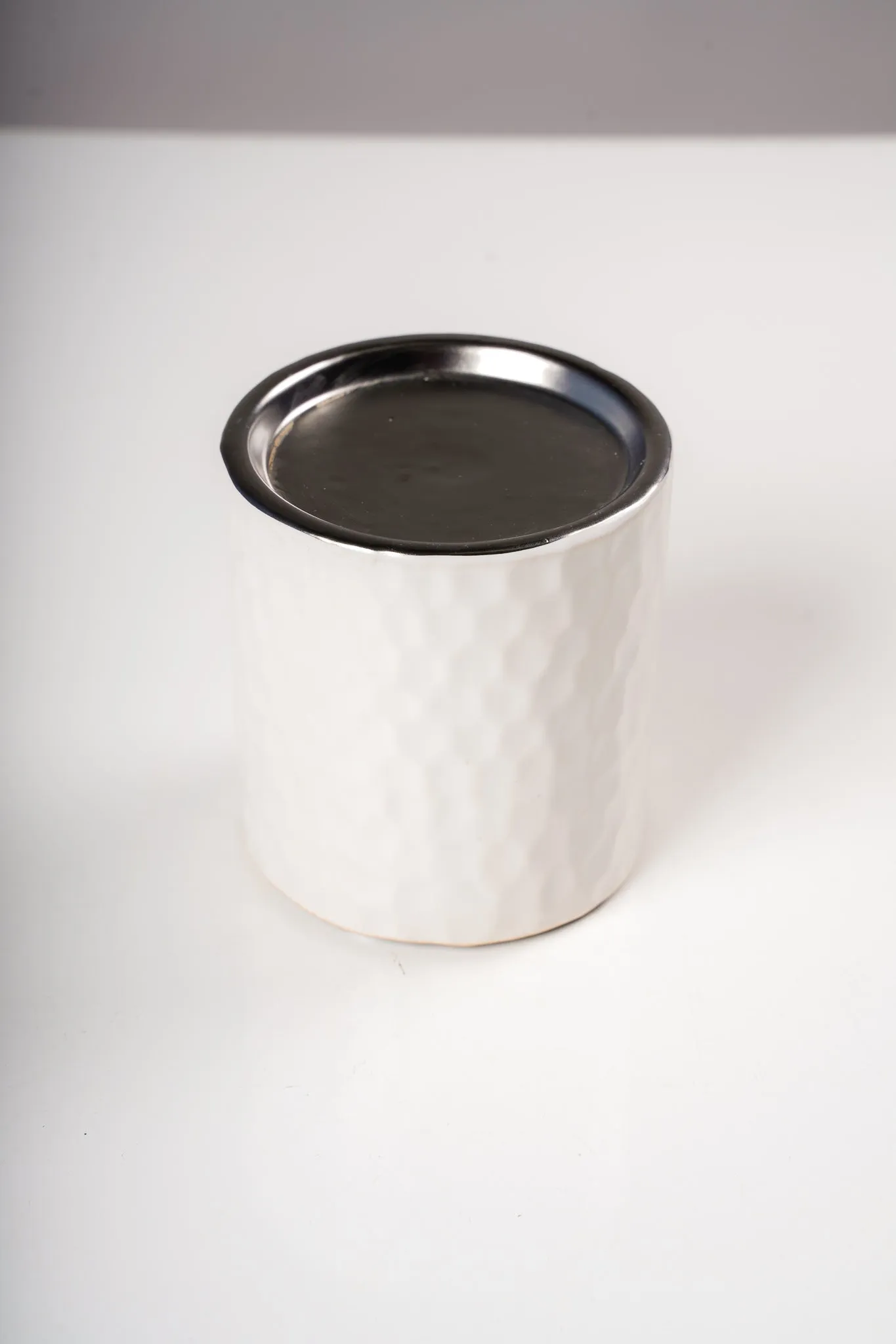 4" Candleholder  White/Silver - Sylvana Collection