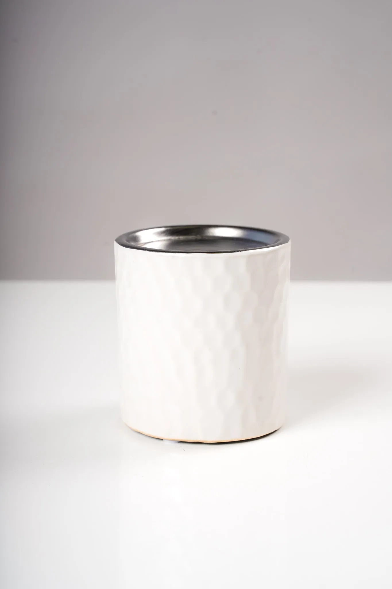 4" Candleholder  White/Silver - Sylvana Collection