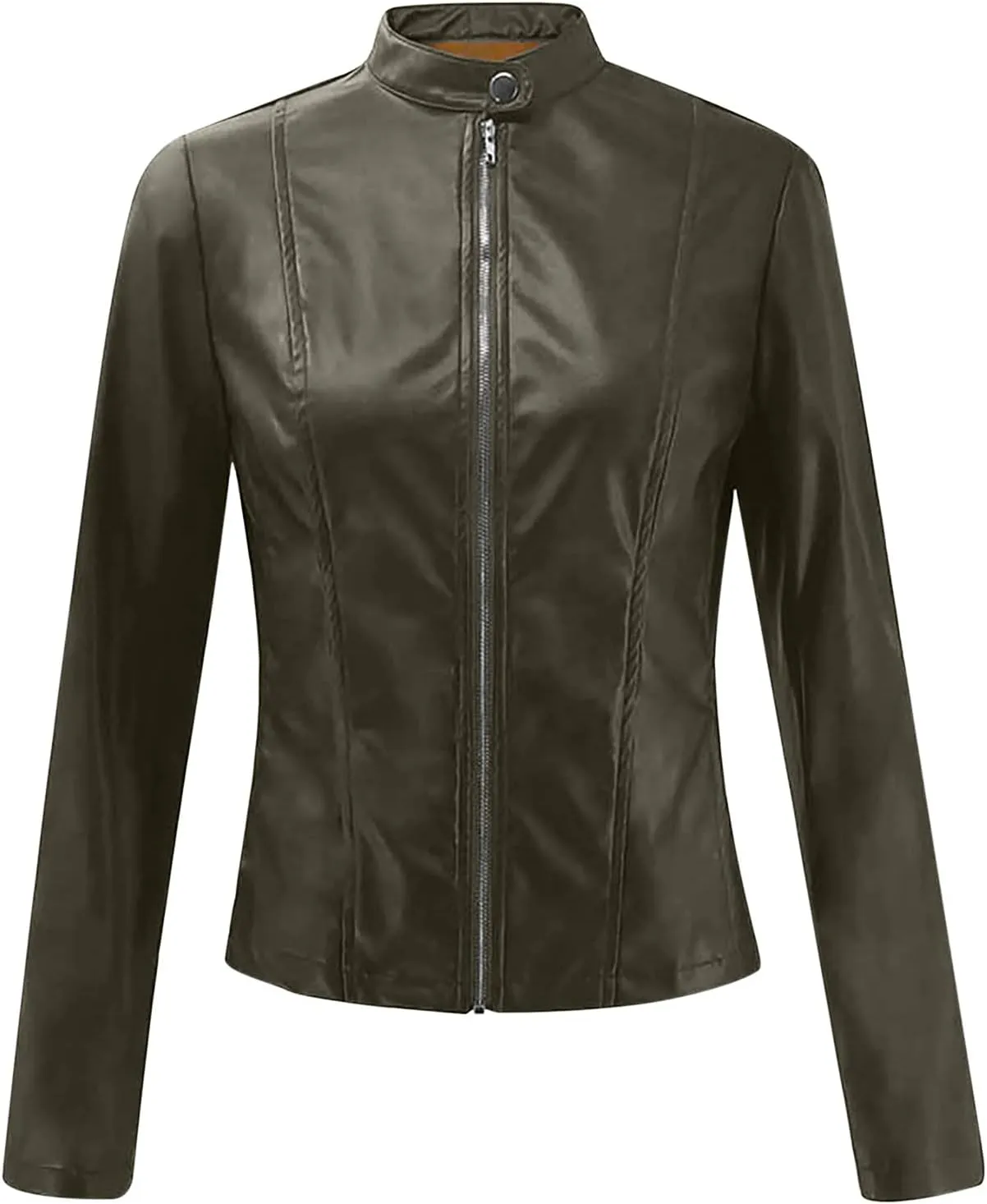 5665 Womens Winter Leather Jackets Black Zip Motorcycle Jacket Quilted Lightweight Coat Vegan Pu Leather Outerwear