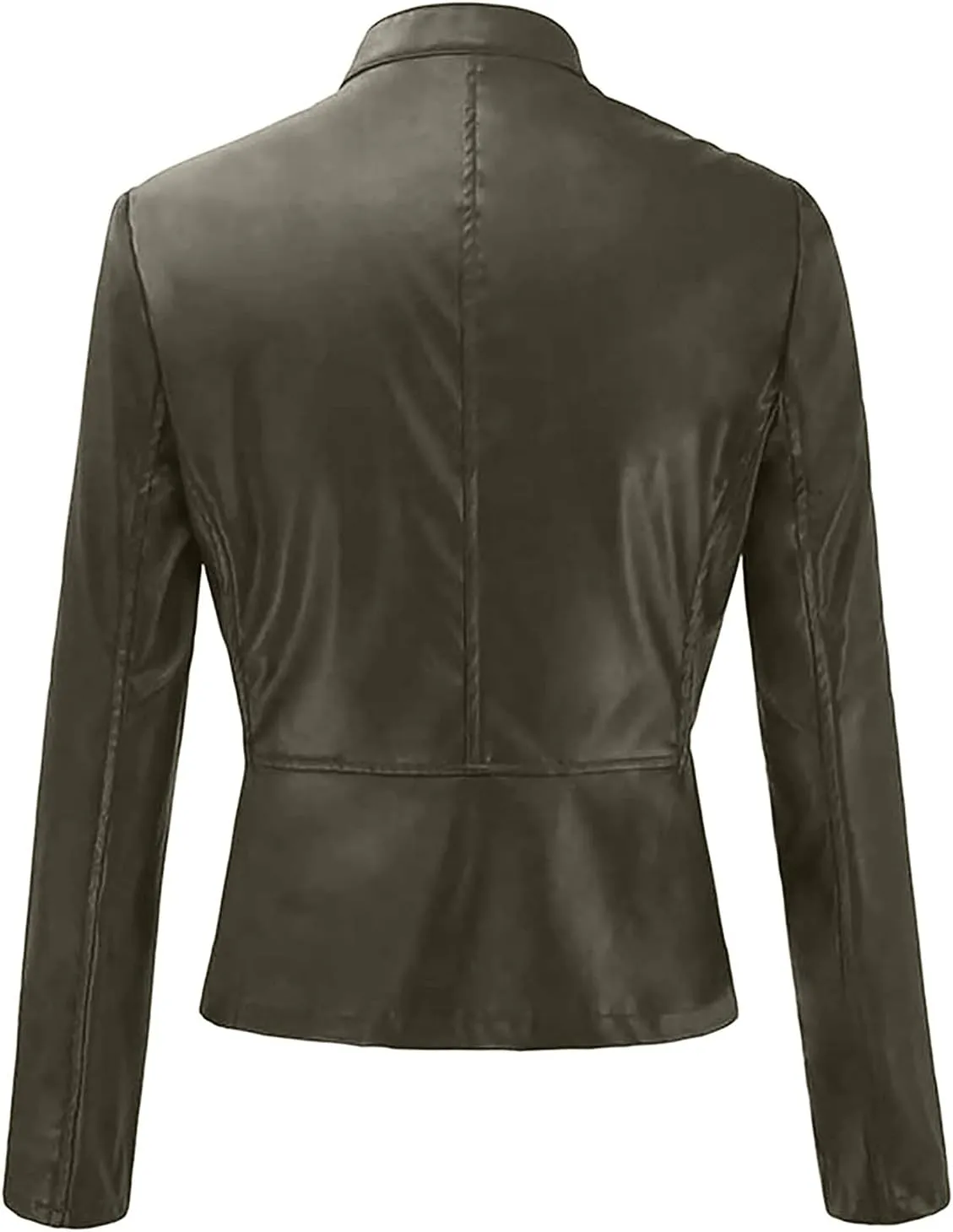 5665 Womens Winter Leather Jackets Black Zip Motorcycle Jacket Quilted Lightweight Coat Vegan Pu Leather Outerwear