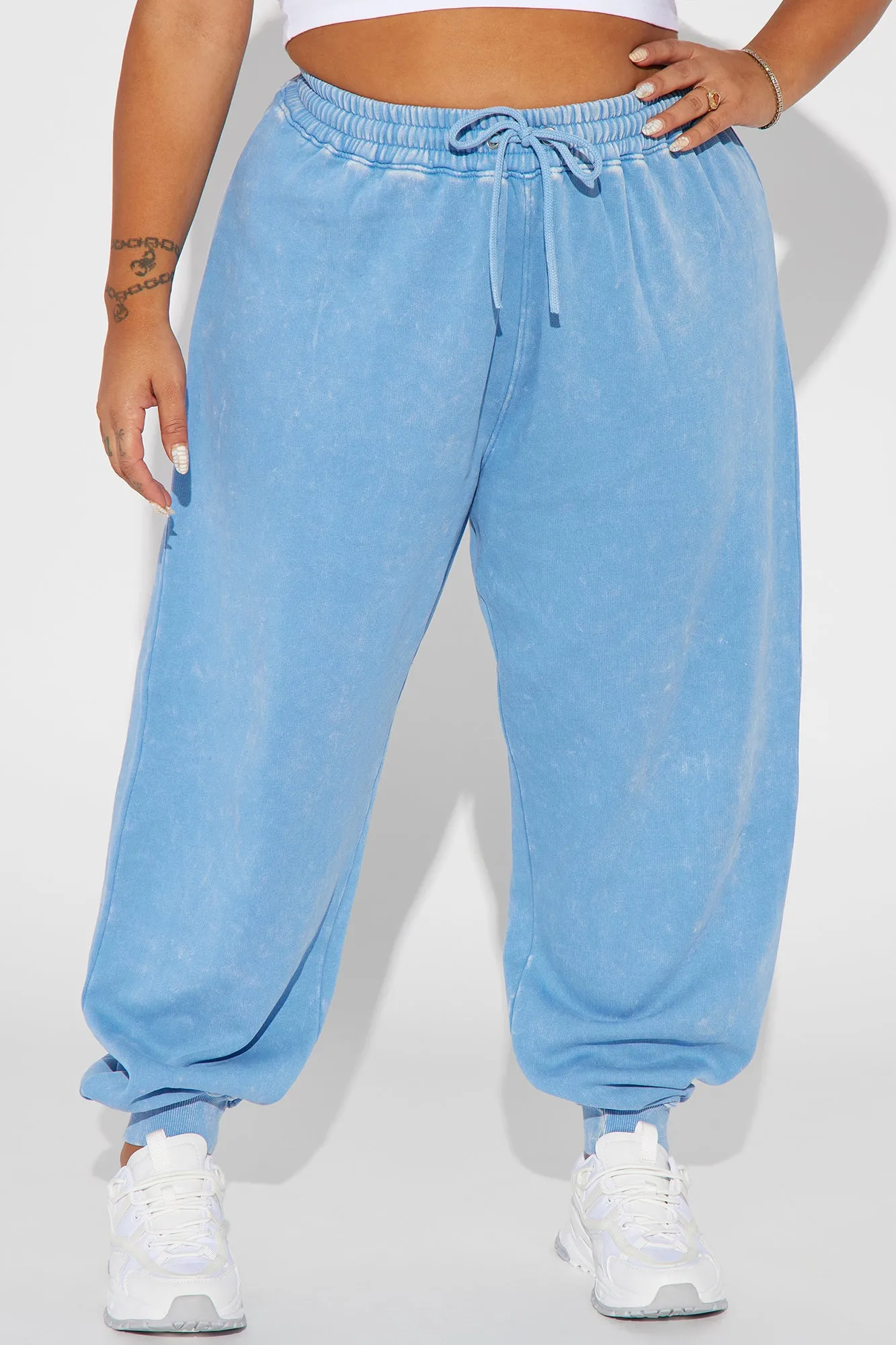 Aaliyah Washed Lounge Jogger - Blue