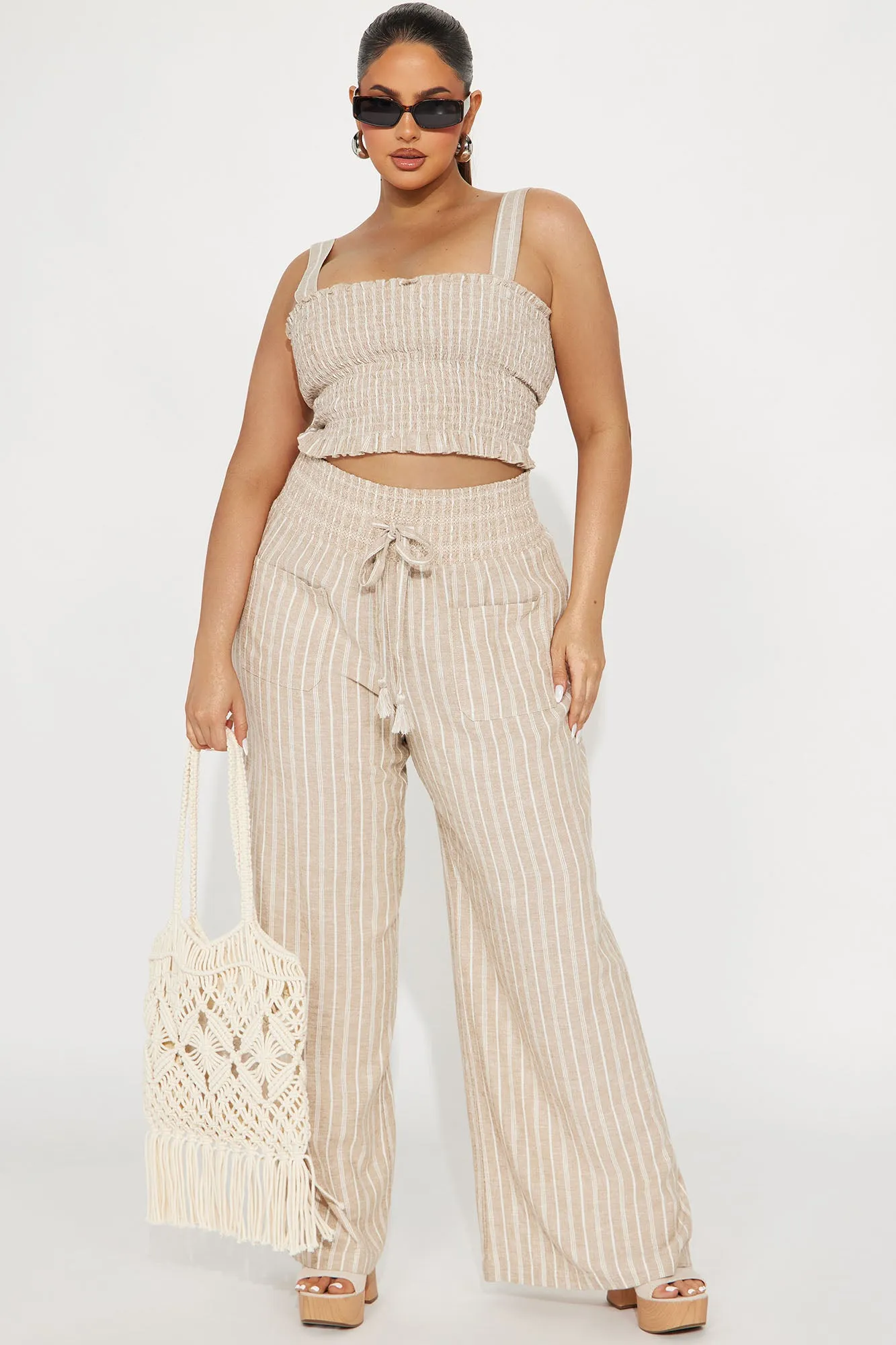 Adele Linen Pant Set - Taupe