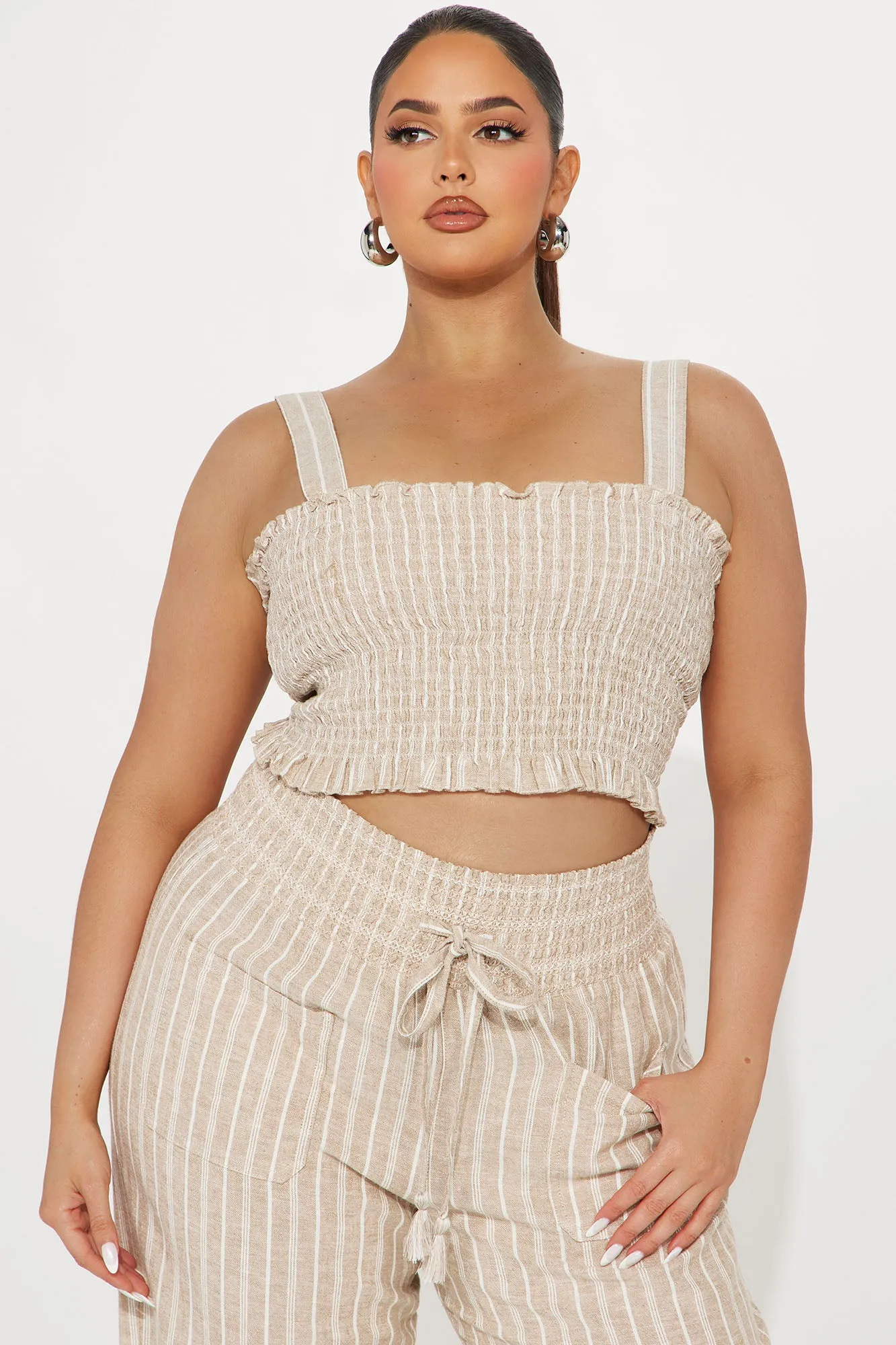Adele Linen Pant Set - Taupe
