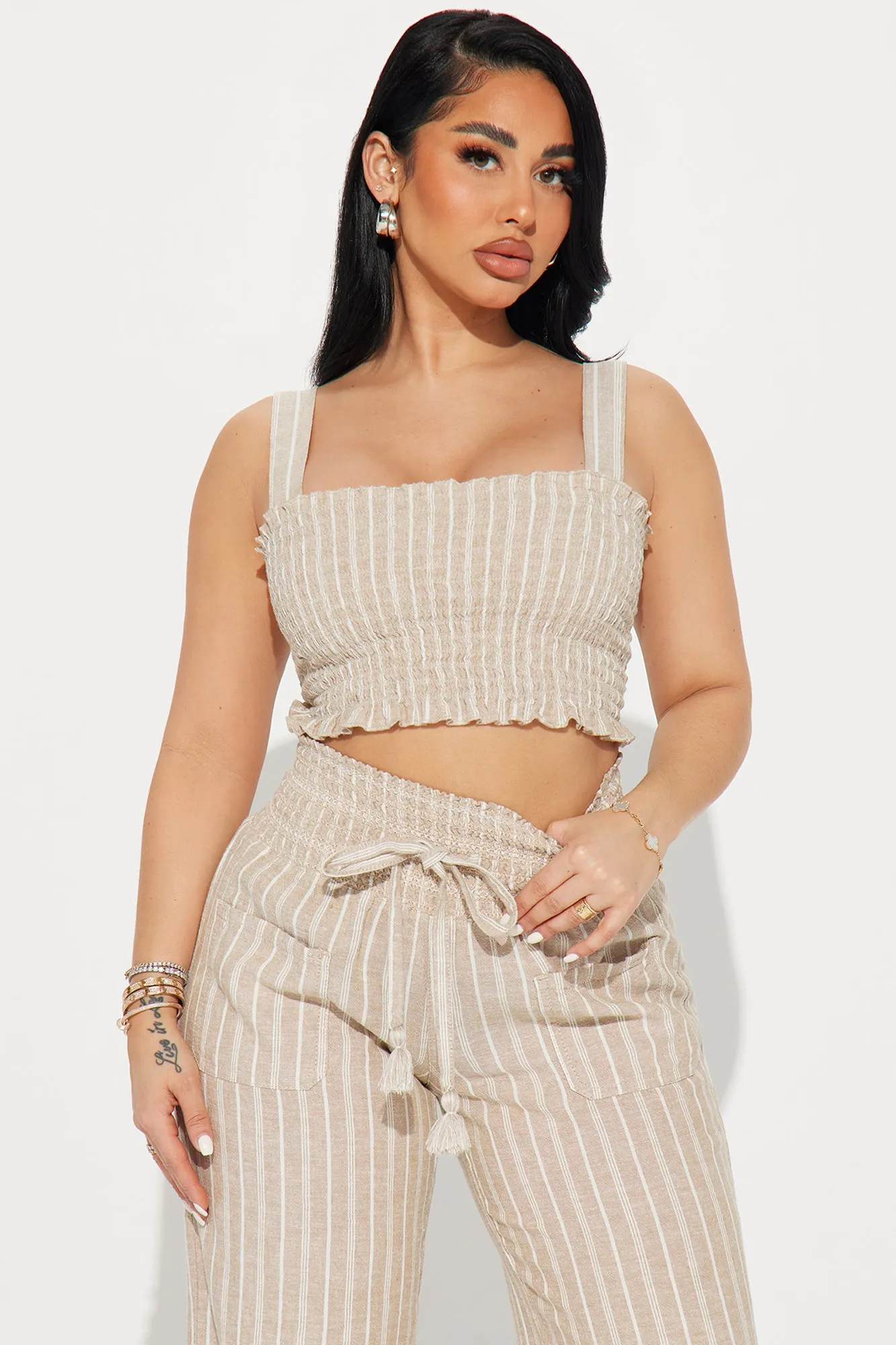 Adele Linen Pant Set - Taupe