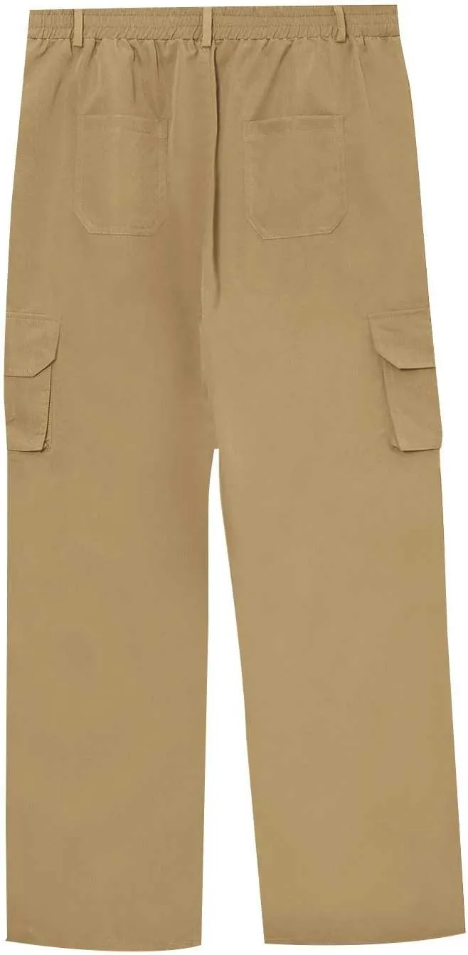 ADHOWBEW Tactical Pants Men Elastic Waist Pockets Relaxed Fit Work Construction Big and Tall Joggers