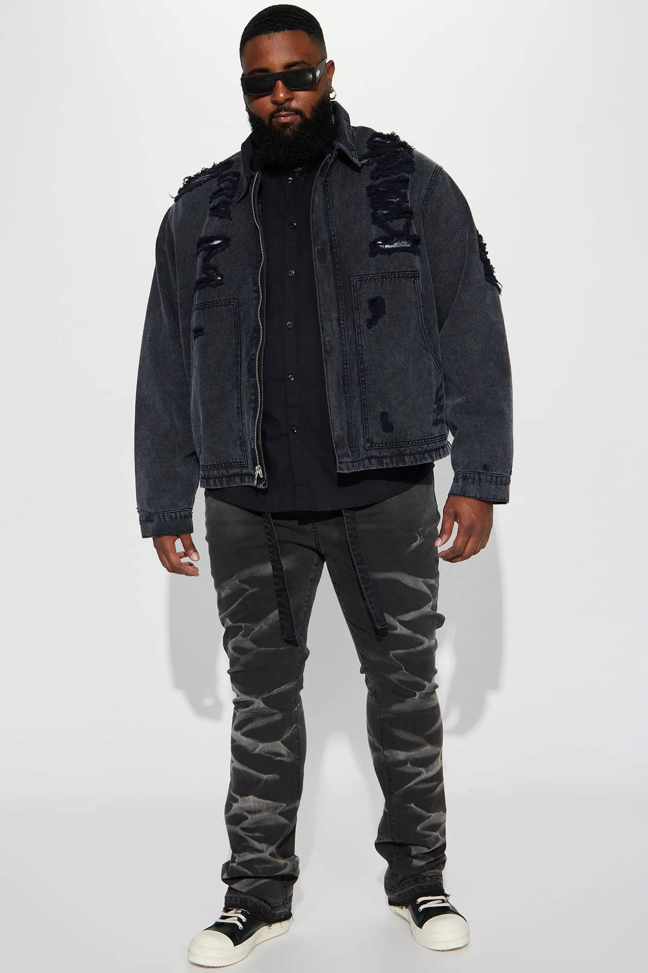 Against All Odds Bleached Stacked Skinny Flare Jeans - Black