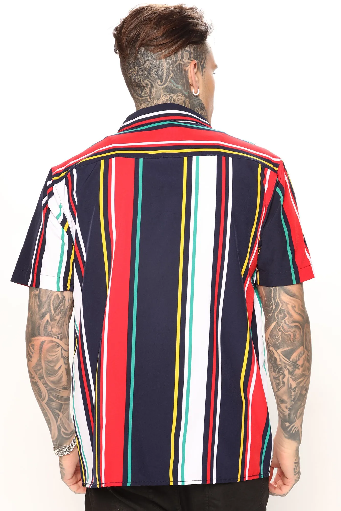 All Striped Woven Top - Navy