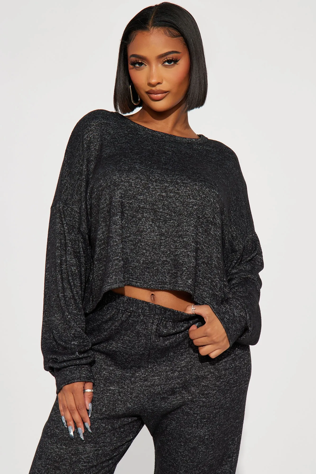 All Yours Cozy Jogger Set - Black