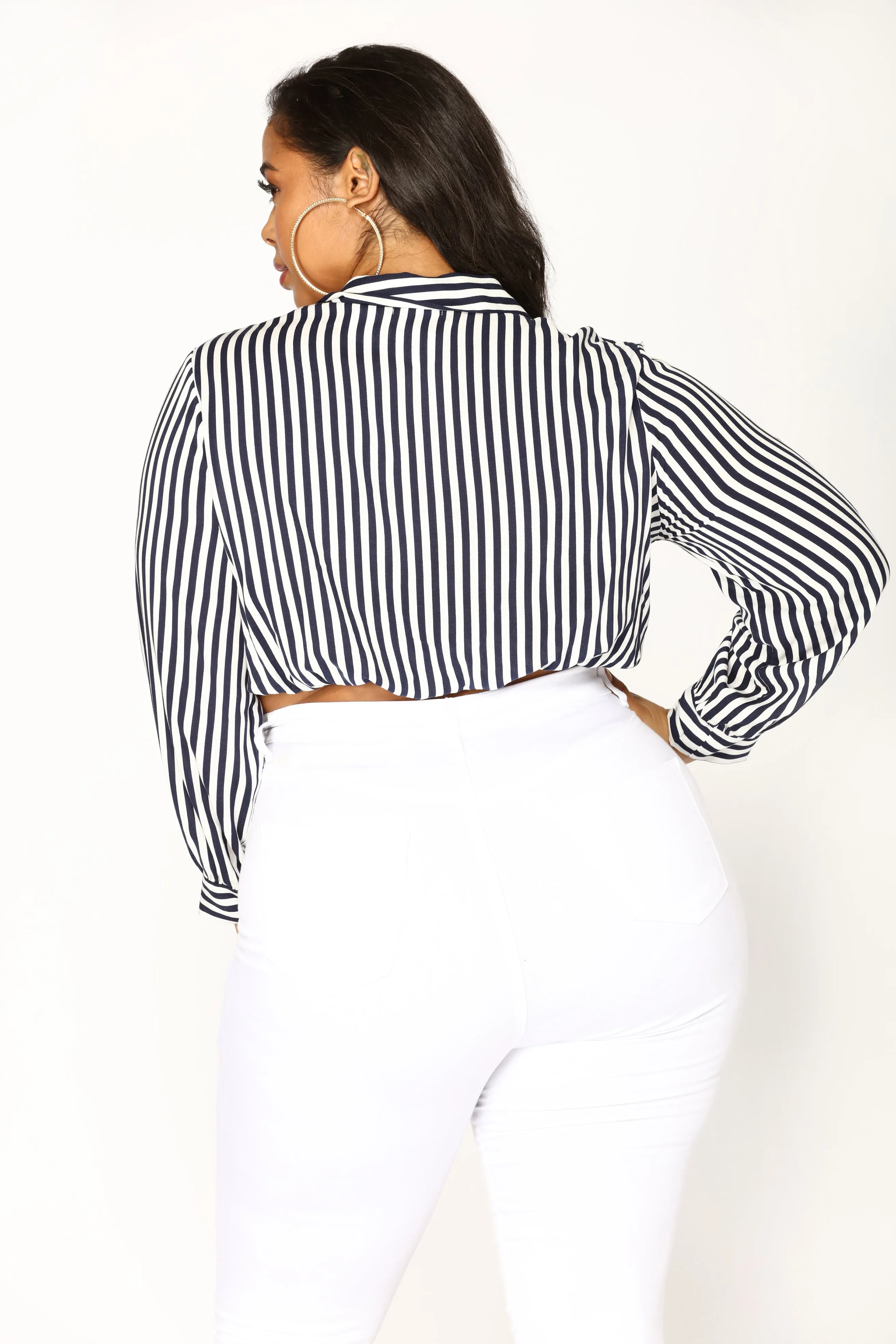 Amiyah Striped Top - Navy/White