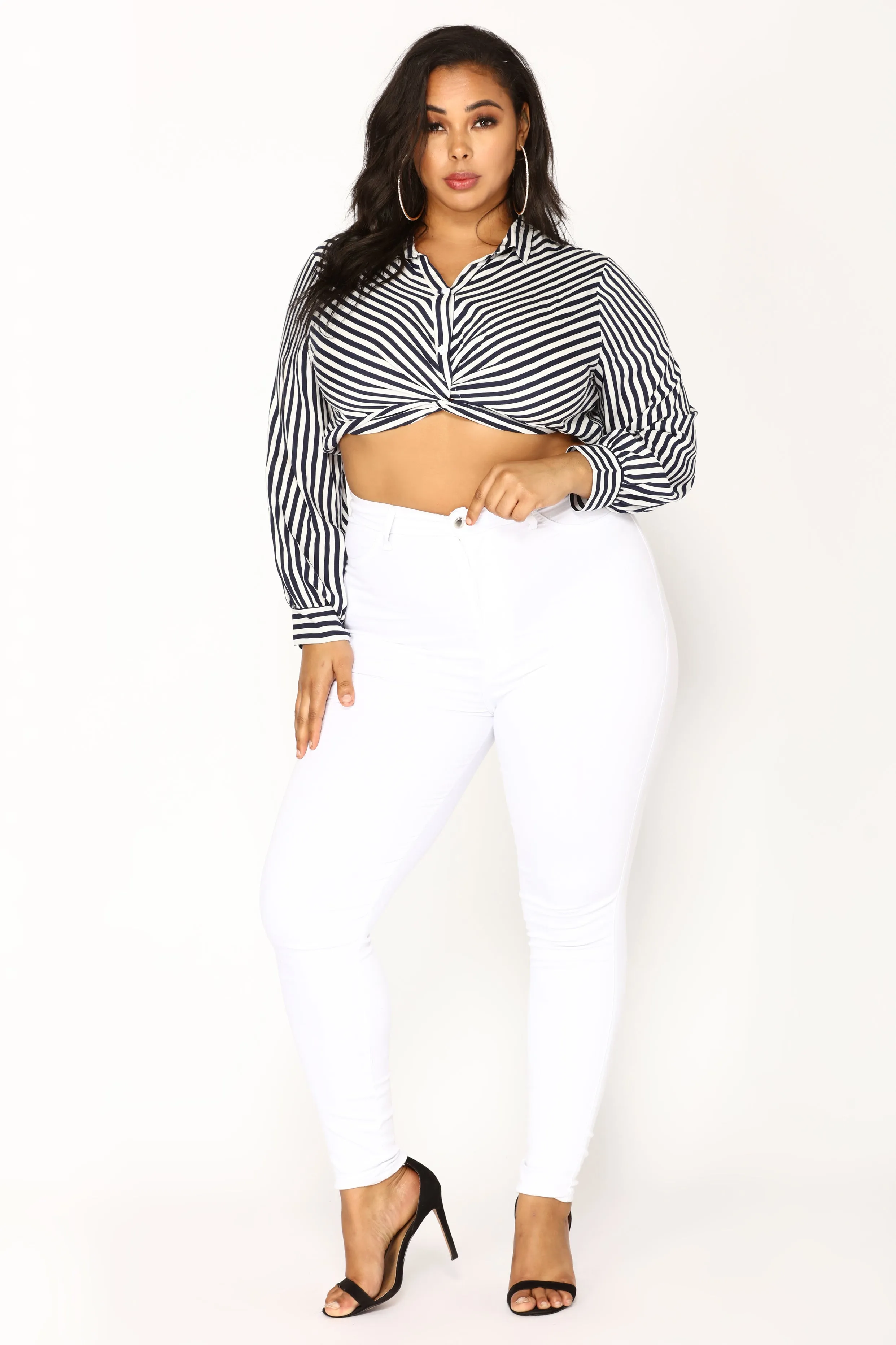 Amiyah Striped Top - Navy/White