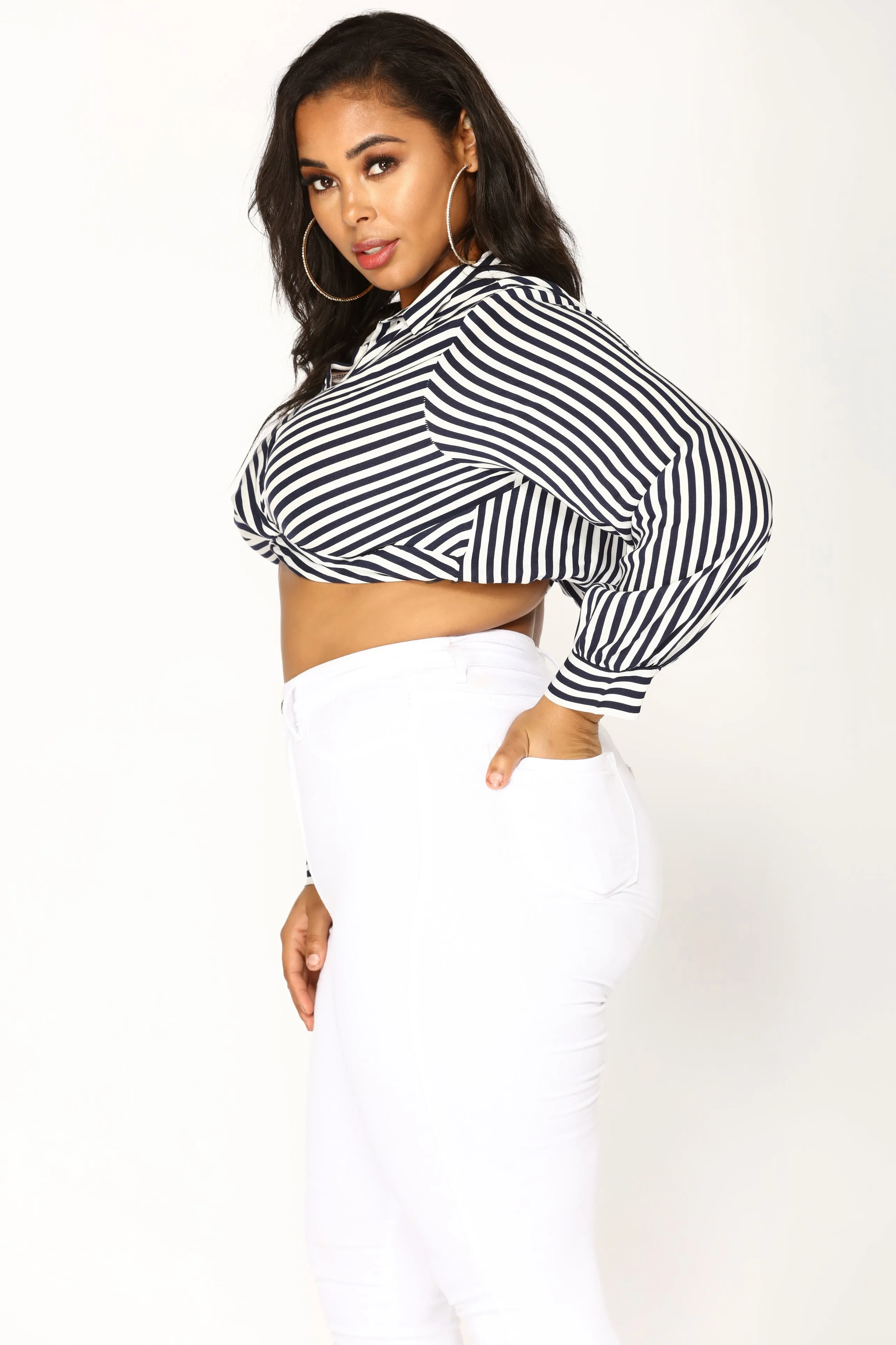 Amiyah Striped Top - Navy/White