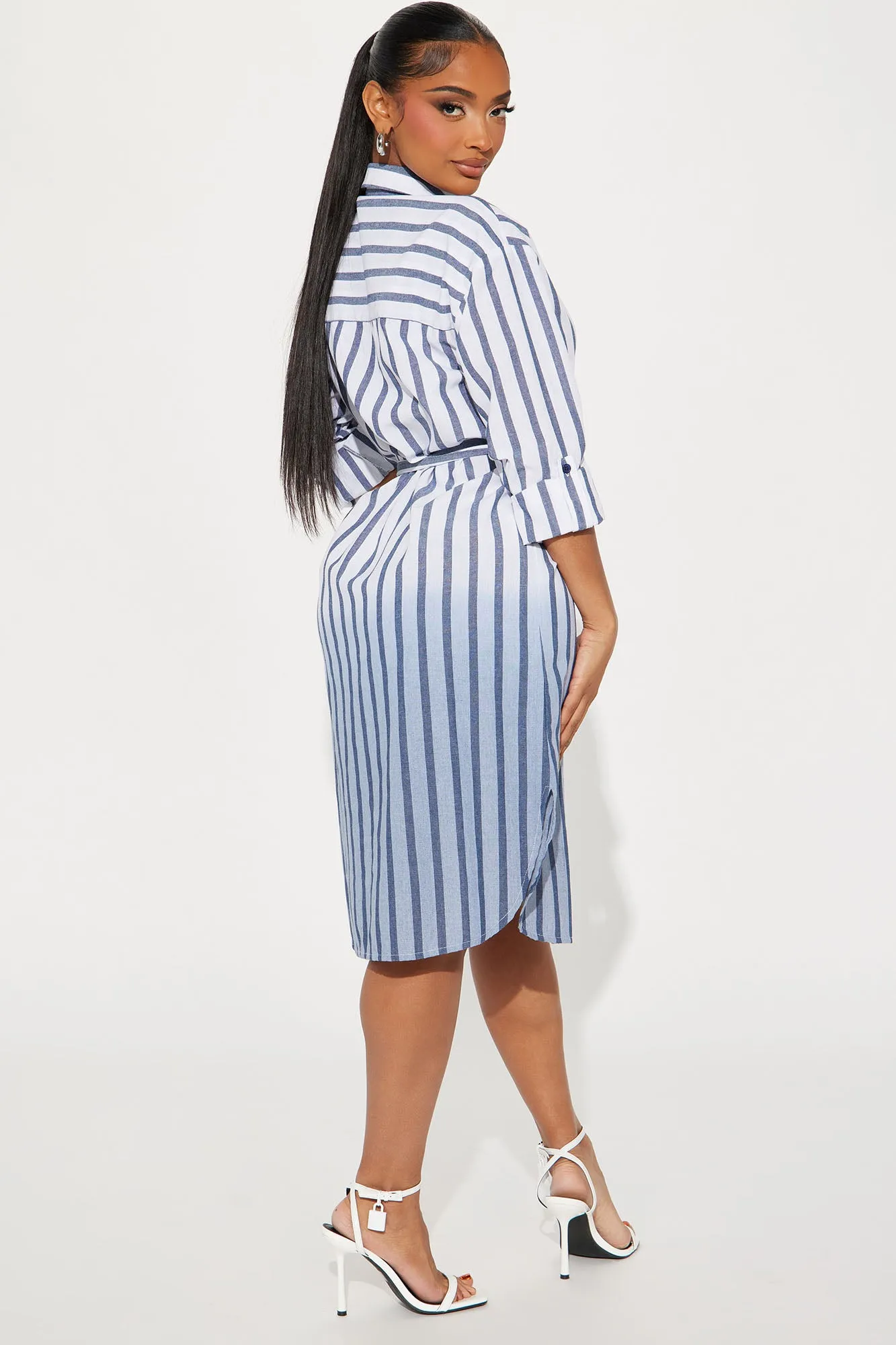 Annalisa Midi Shirt Dress - Navy