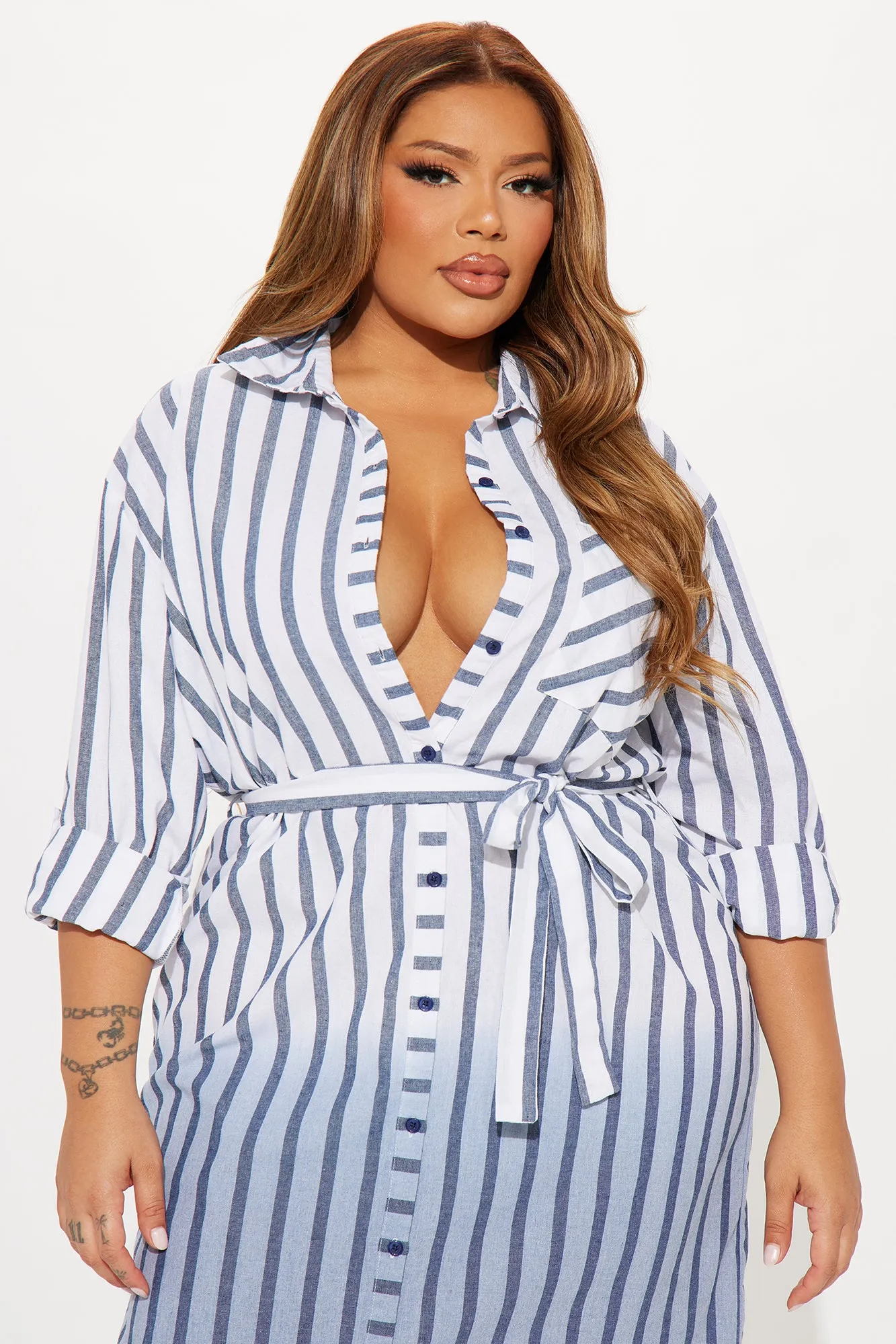 Annalisa Midi Shirt Dress - Navy