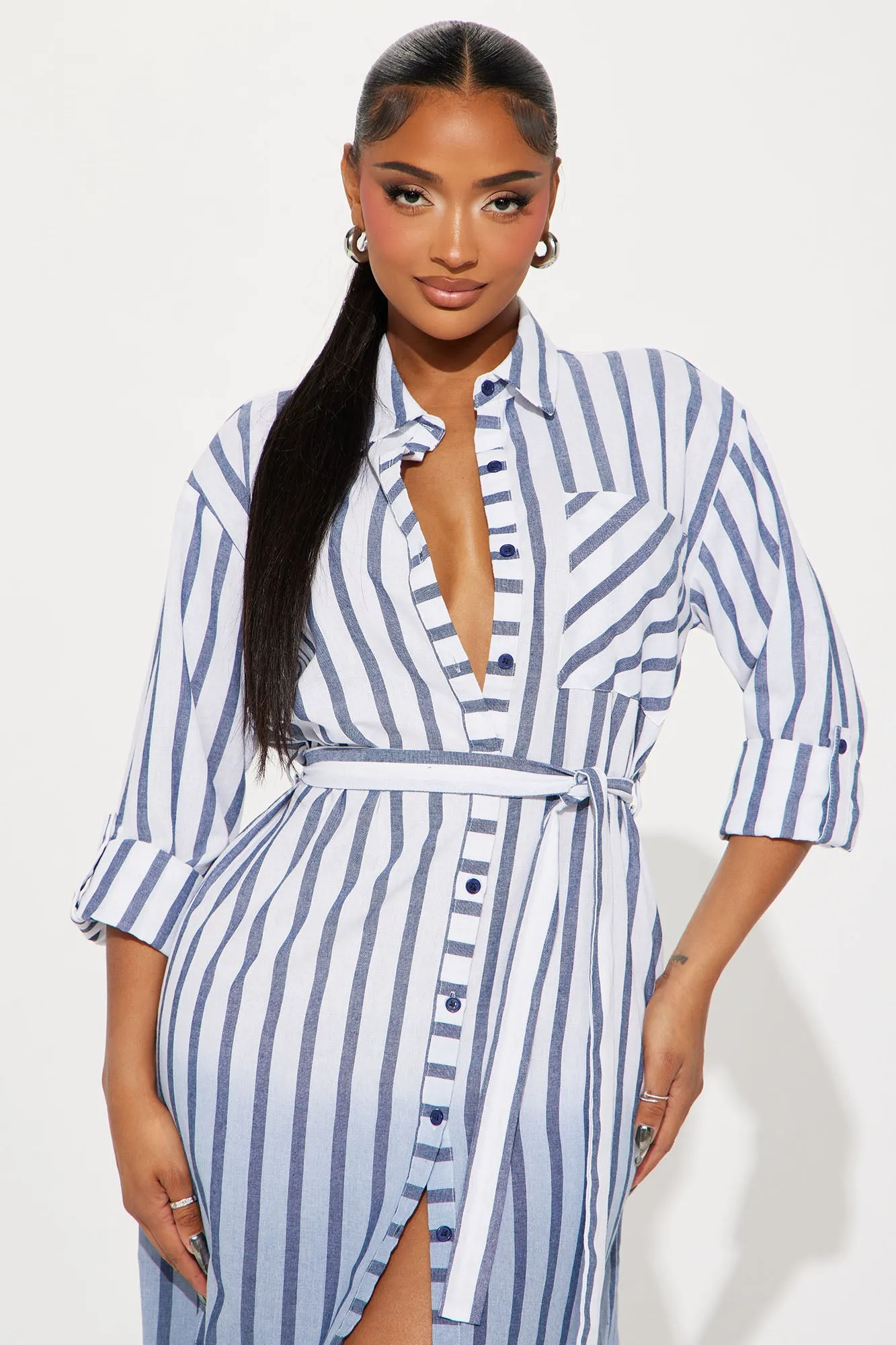 Annalisa Midi Shirt Dress - Navy
