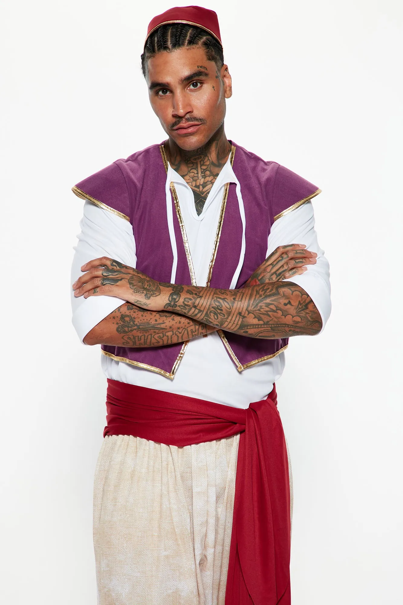 Arabian Prince 5 Piece Costume Set - Purple/combo