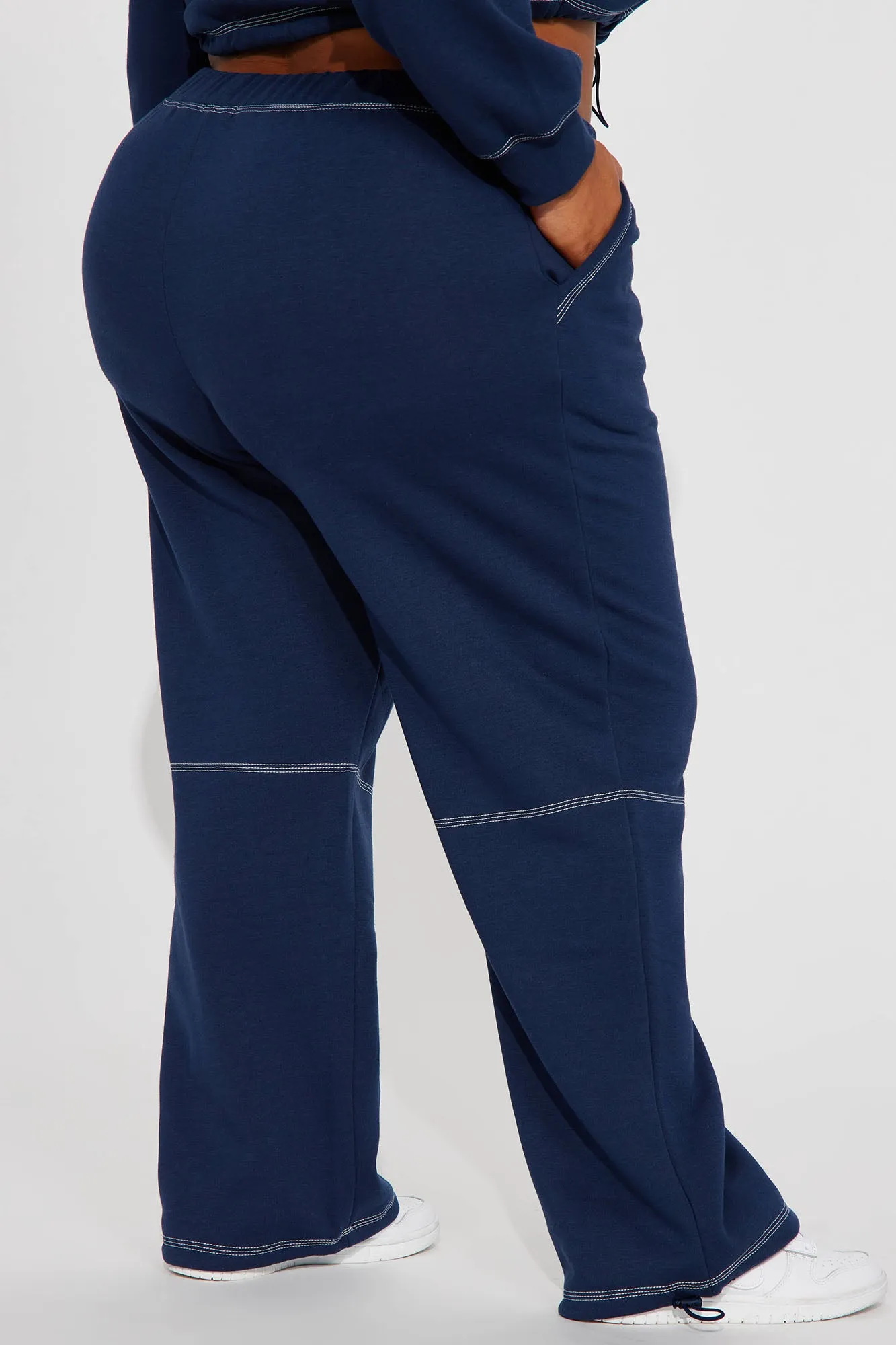 Aria Contrast Stitch Fleece Lounge Jogger - Navy