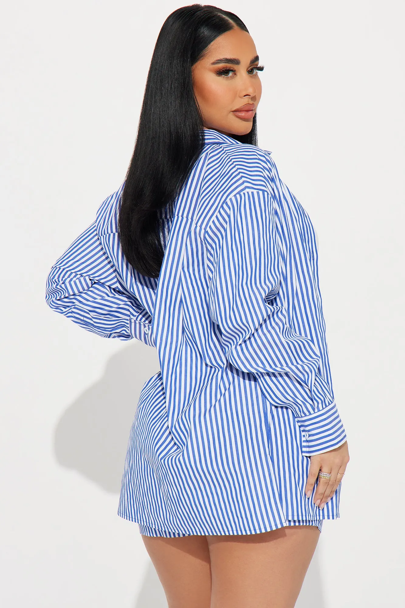 Aria Stripe Short Set - Blue/combo