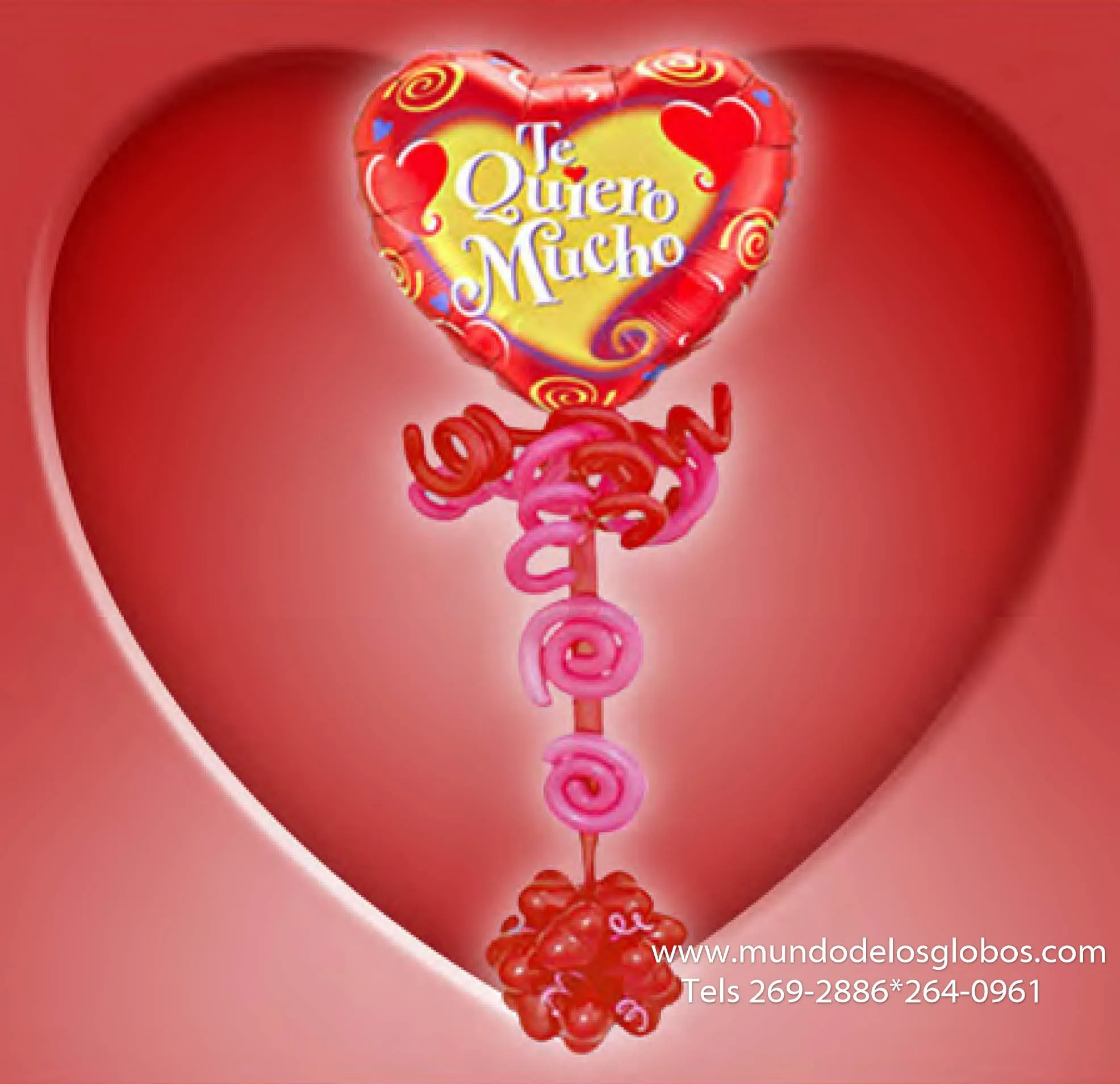 Arreglo de Corazon Gigante Te Quiero Mucho con Base de Globos de Corazones Rojos