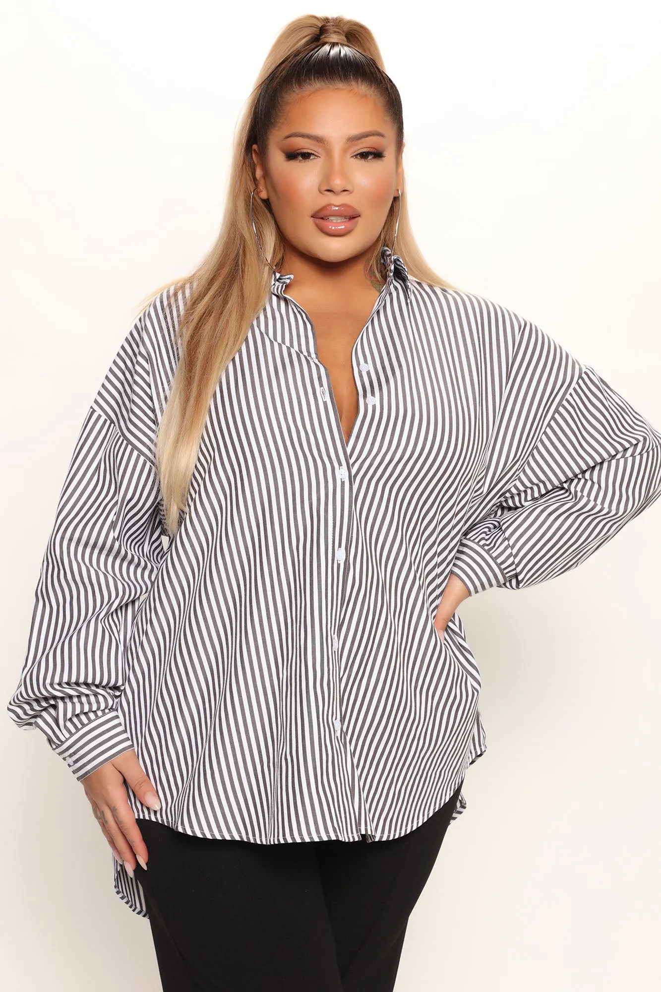 At The Stripe Time Poplin Shirt - Black/combo