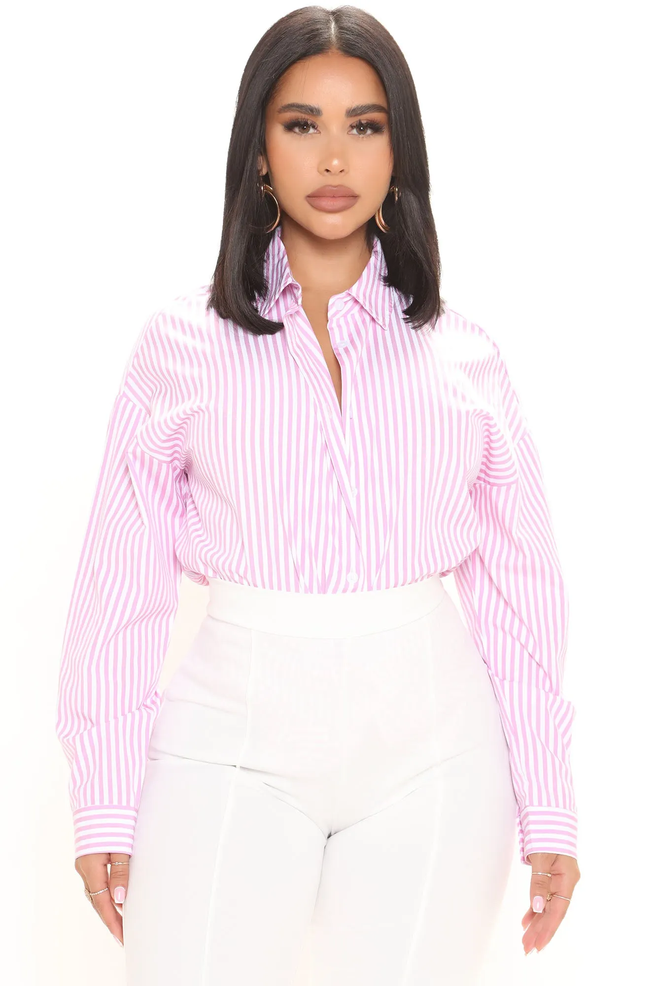 At The Stripe Time Poplin Shirt - Pink/combo