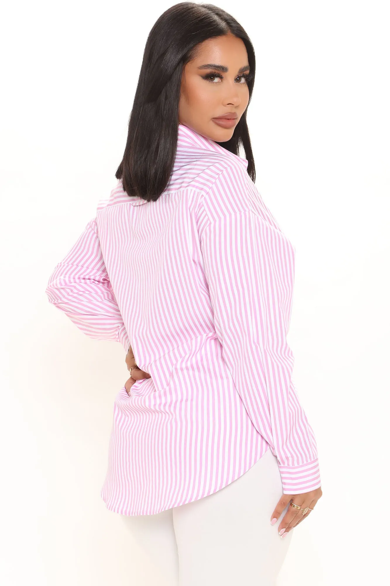 At The Stripe Time Poplin Shirt - Pink/combo