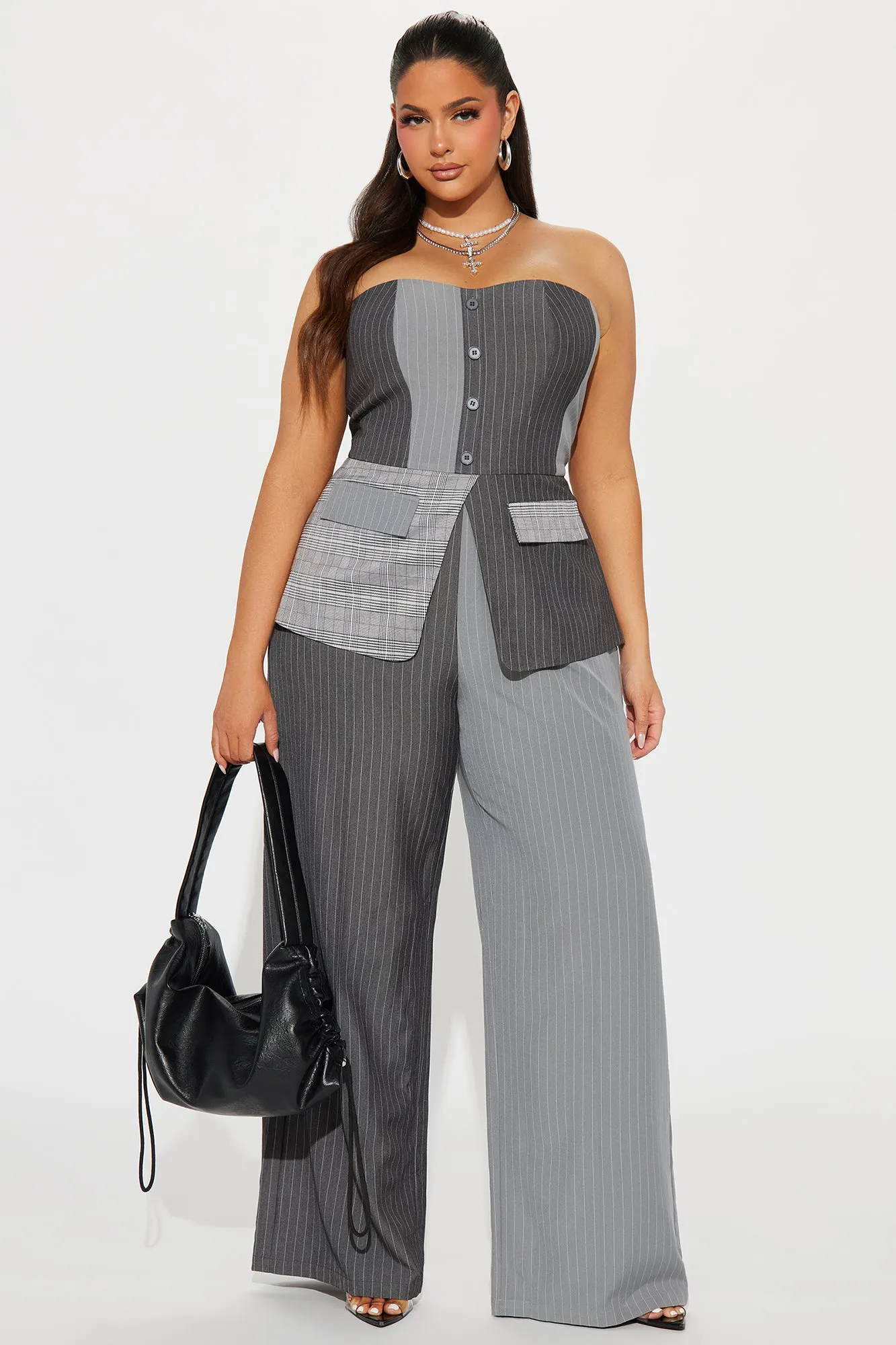 Attention To Detail Jumpsuit - Grey/combo