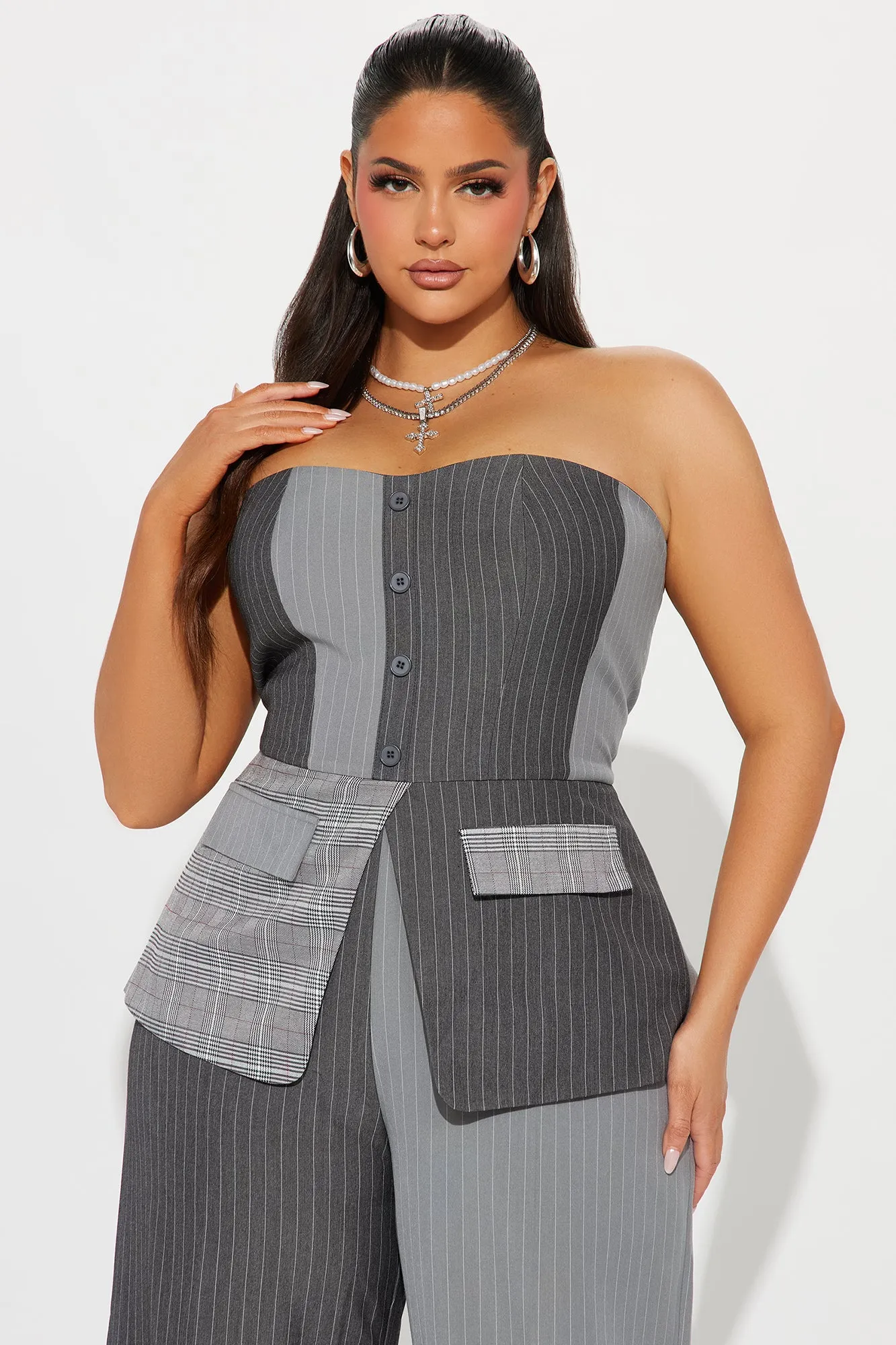 Attention To Detail Jumpsuit - Grey/combo