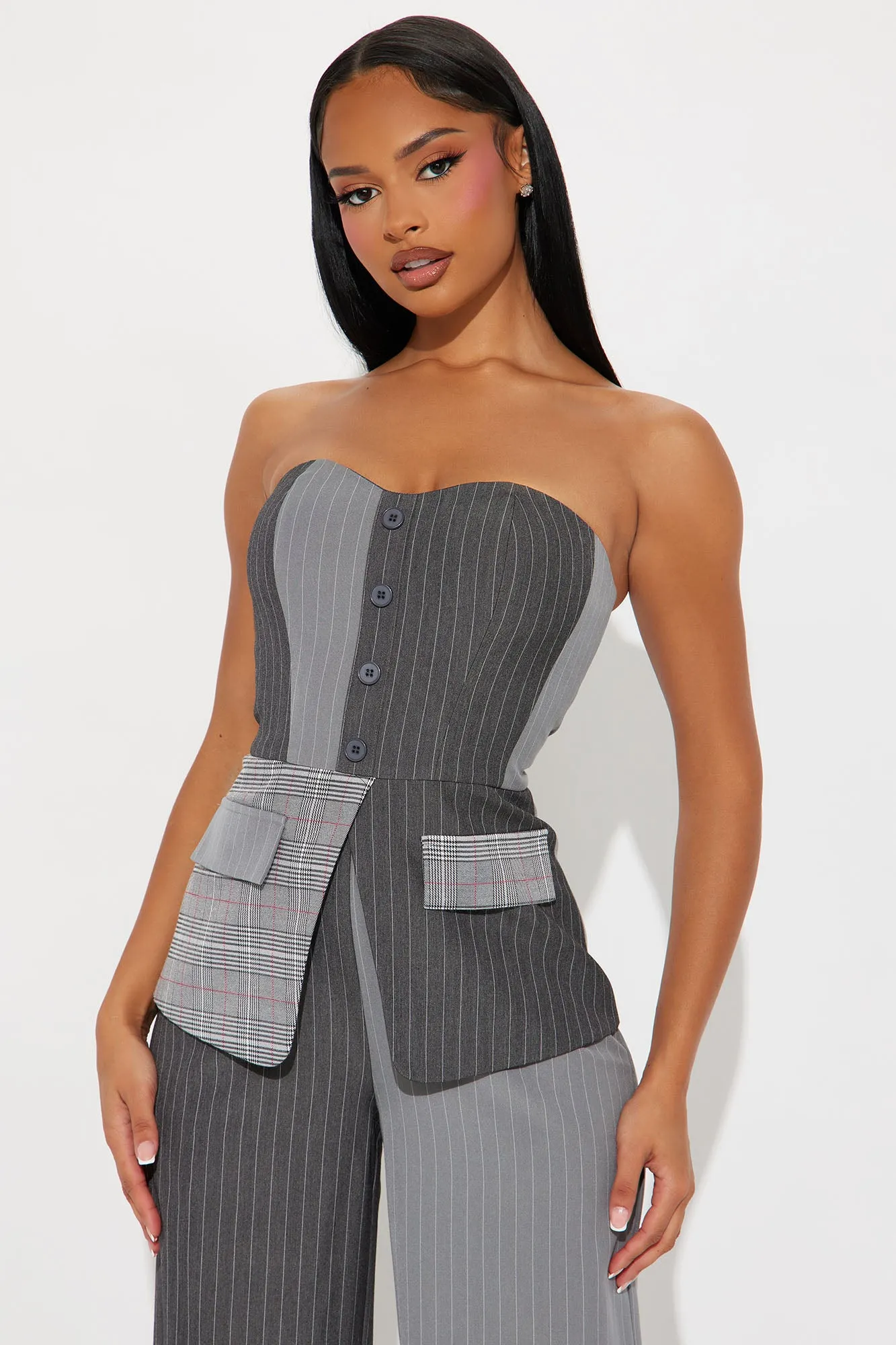 Attention To Detail Jumpsuit - Grey/combo