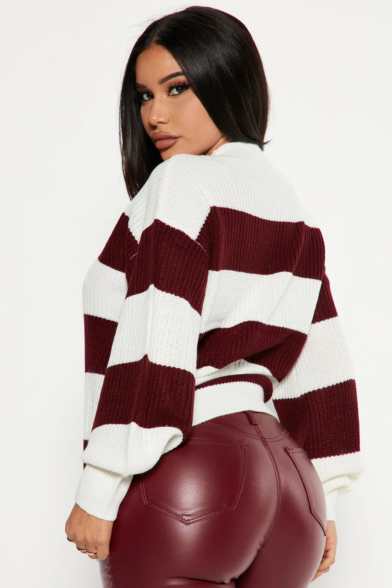Autumn Dreams Striped Sweater - Burgundy/combo