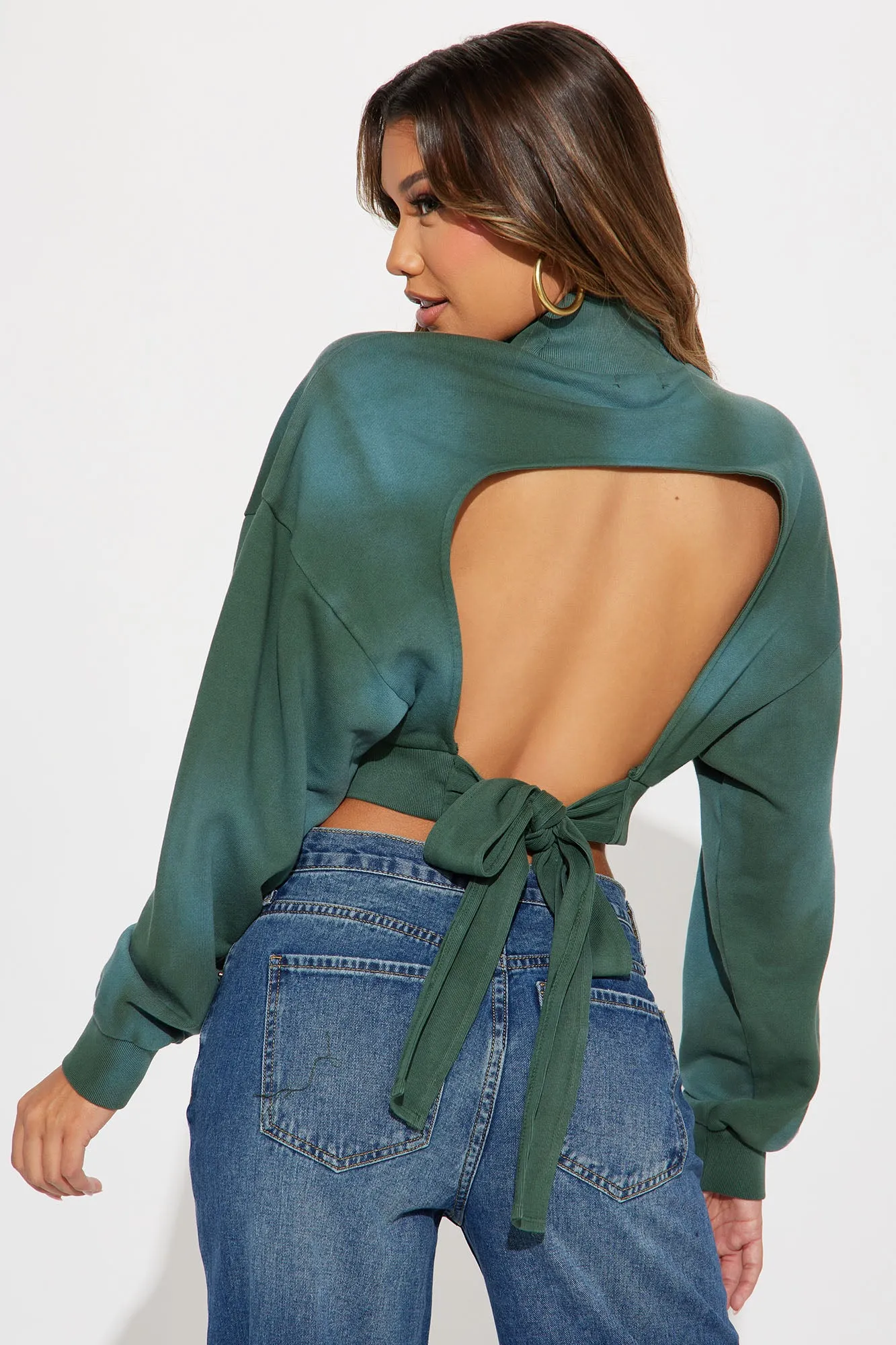 Ava Washed Cropped Pull Over - Hunter