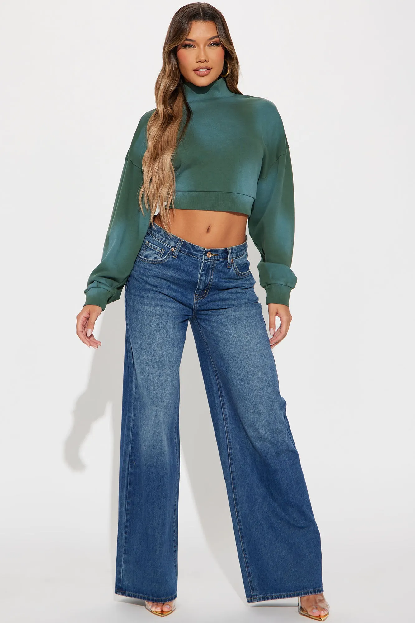 Ava Washed Cropped Pull Over - Hunter