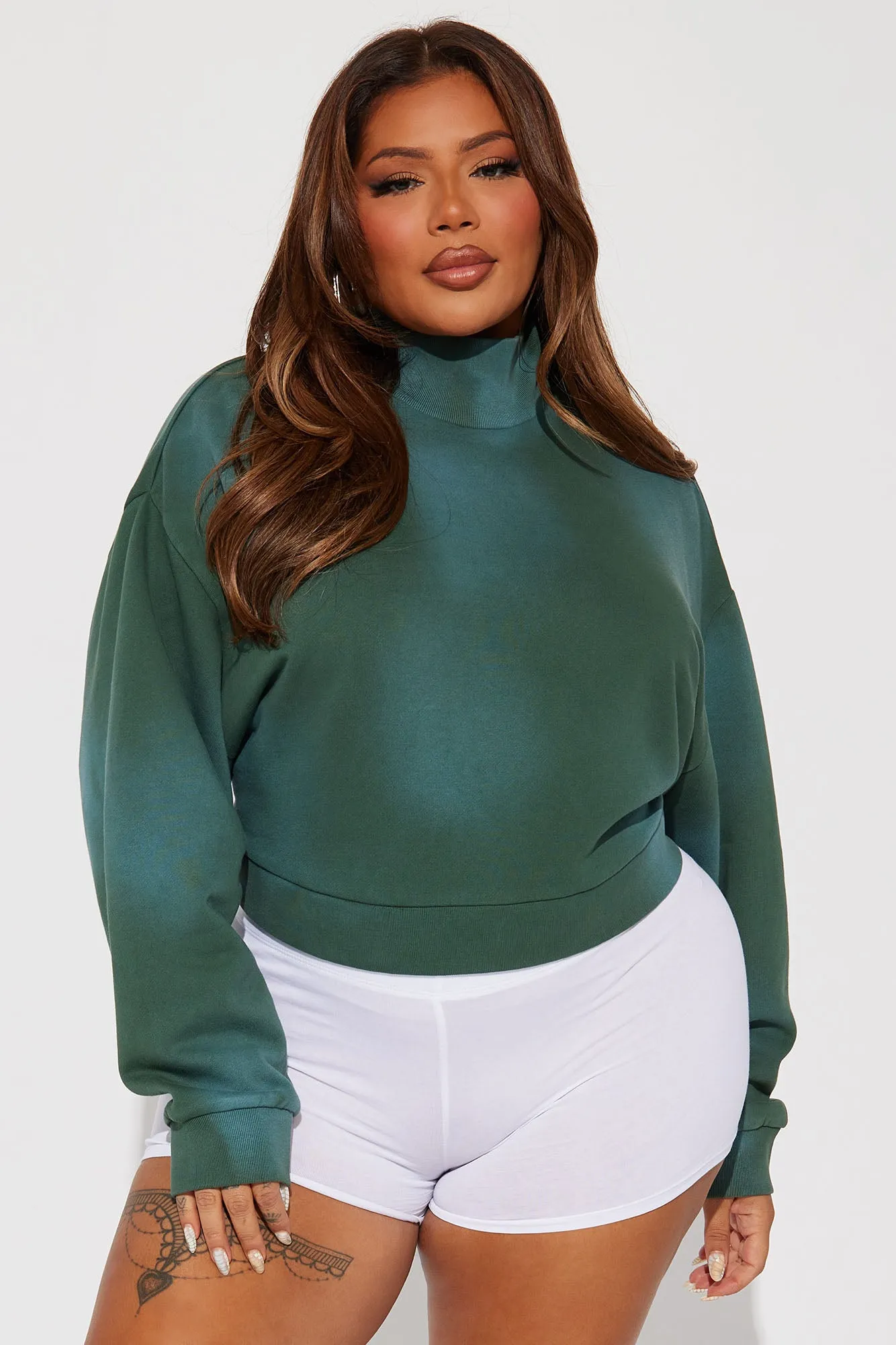Ava Washed Cropped Pull Over - Hunter