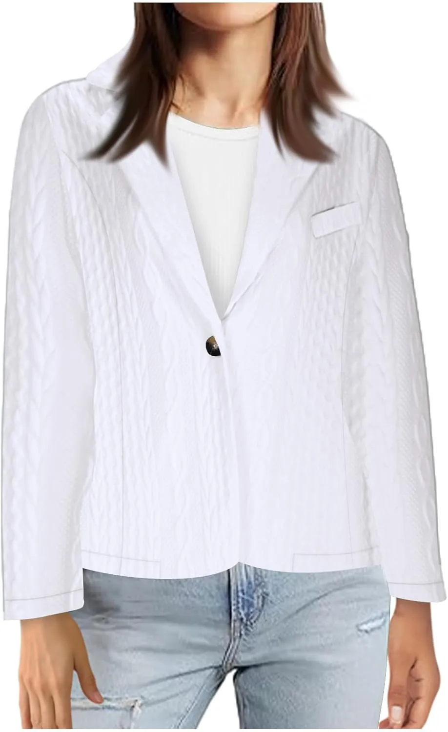 Blazers for Women Lightweight Lapel Collar Solid Color Blazer Jacket Suit Button Business Casual Suit Jackets