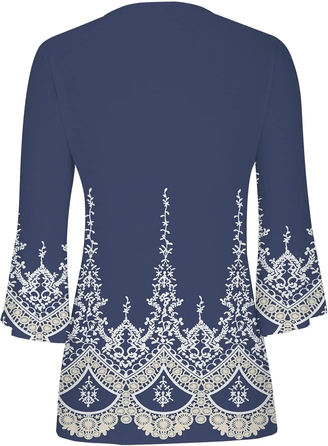 Bohemian Tops for Women Trendy 2023 Sexy Elegant t-Shirt Boho Floral Print 3/4 Bell Sleeve v Neck Shirts Blouse