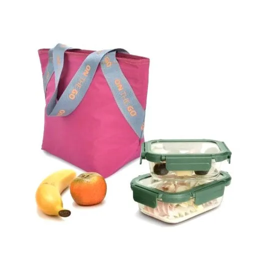 Bolsa portalimentos/Luchbag Tote on the go, en colores flúor.