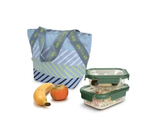 Bolsa portalimentos/Luchbag Tote on the go, en colores flúor.