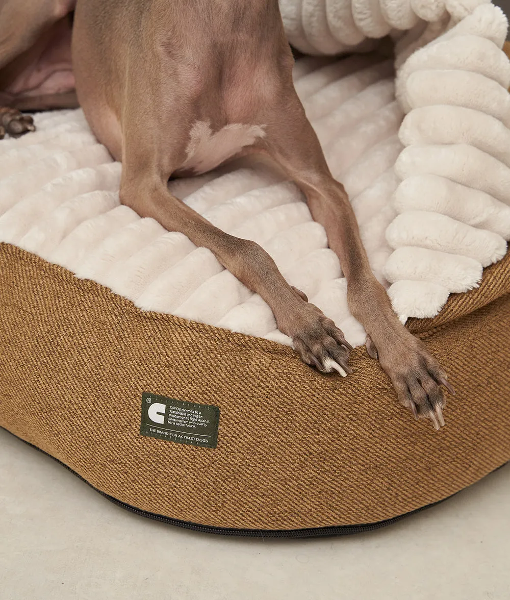 Cama Perro Pana con Capucha Mostaza, Maso