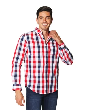 Camisas Hombre Casuales De Manga Larga Con Estampado De Cuadros Regular Fit B35205 3