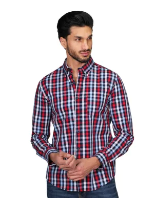 Camisas Para Hombre Manga Larga Cuadros Regular Fit Marino B21212