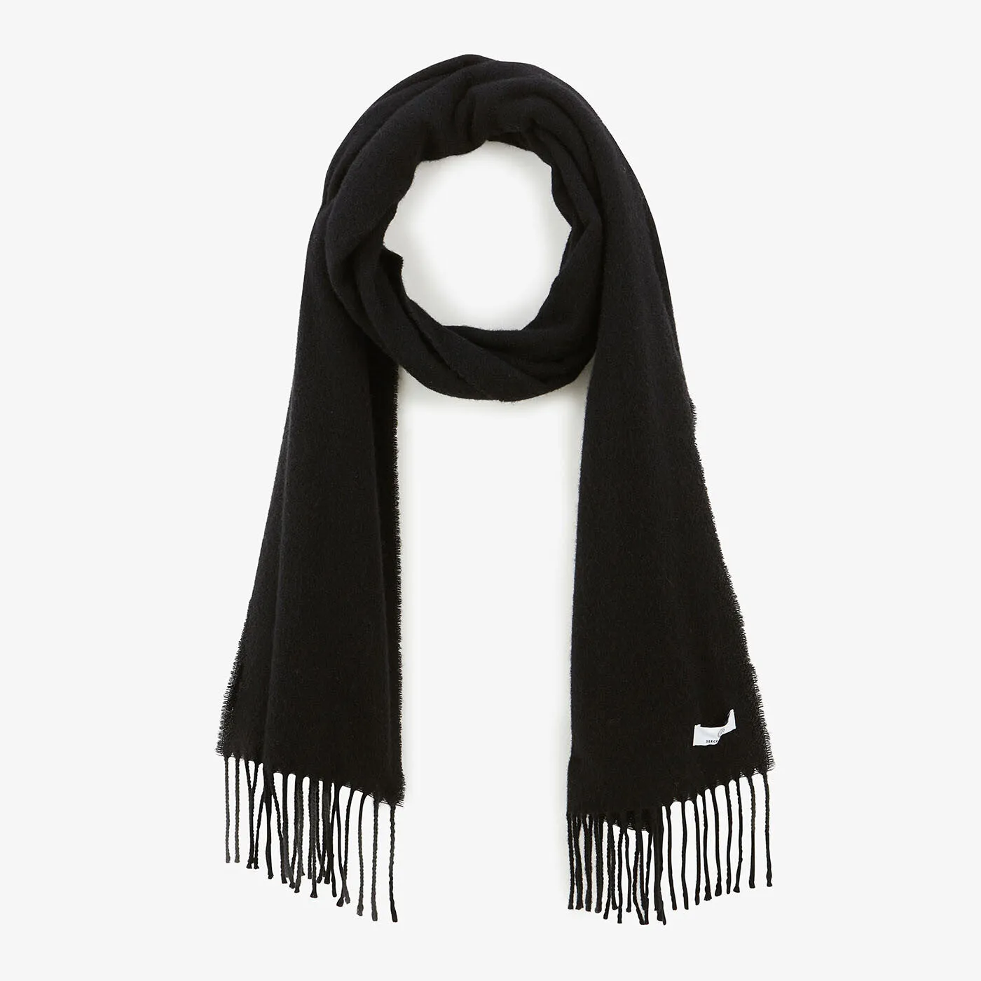 Écharpe en laine unie noire
