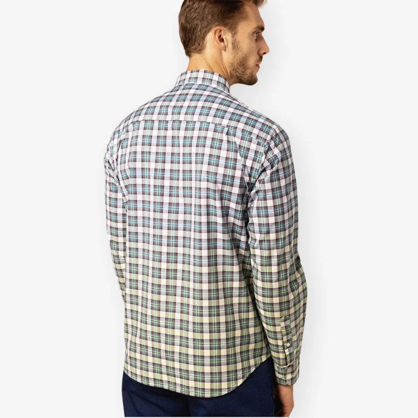 Chemise Manches Longues À  Carreaux Tissés En Dégradé