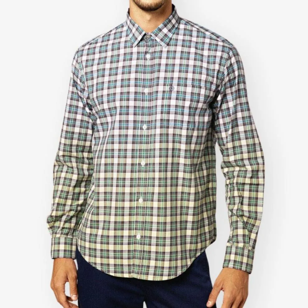 Chemise Manches Longues À  Carreaux Tissés En Dégradé