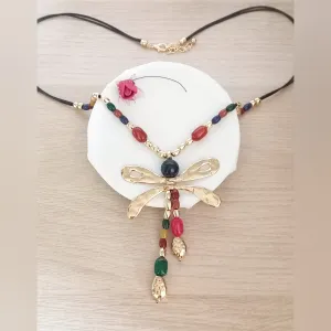 Collar Libélula piedras colores
