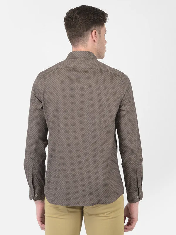 Cotton Grey Slim Fit Printed Formal Shirt