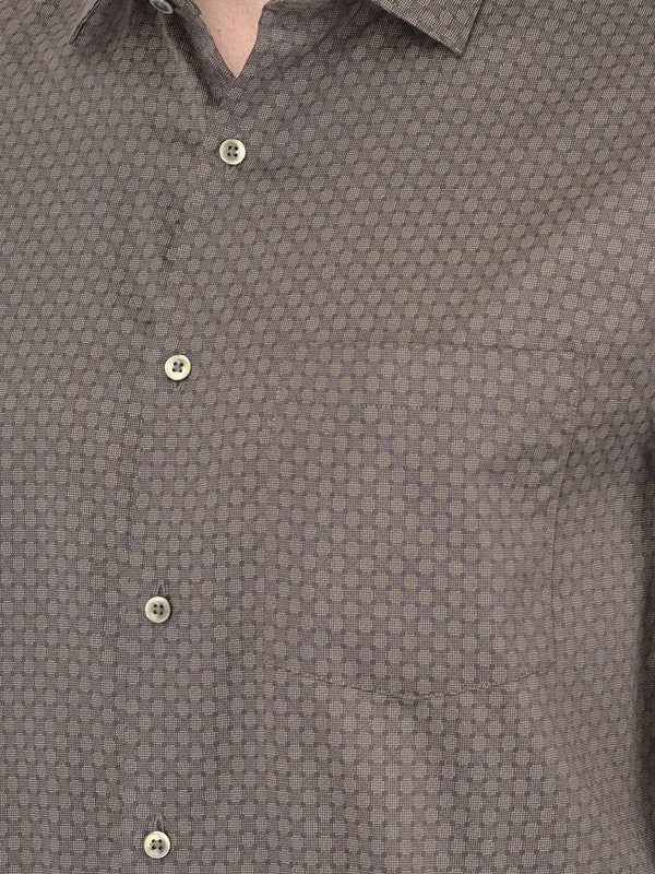 Cotton Grey Slim Fit Printed Formal Shirt